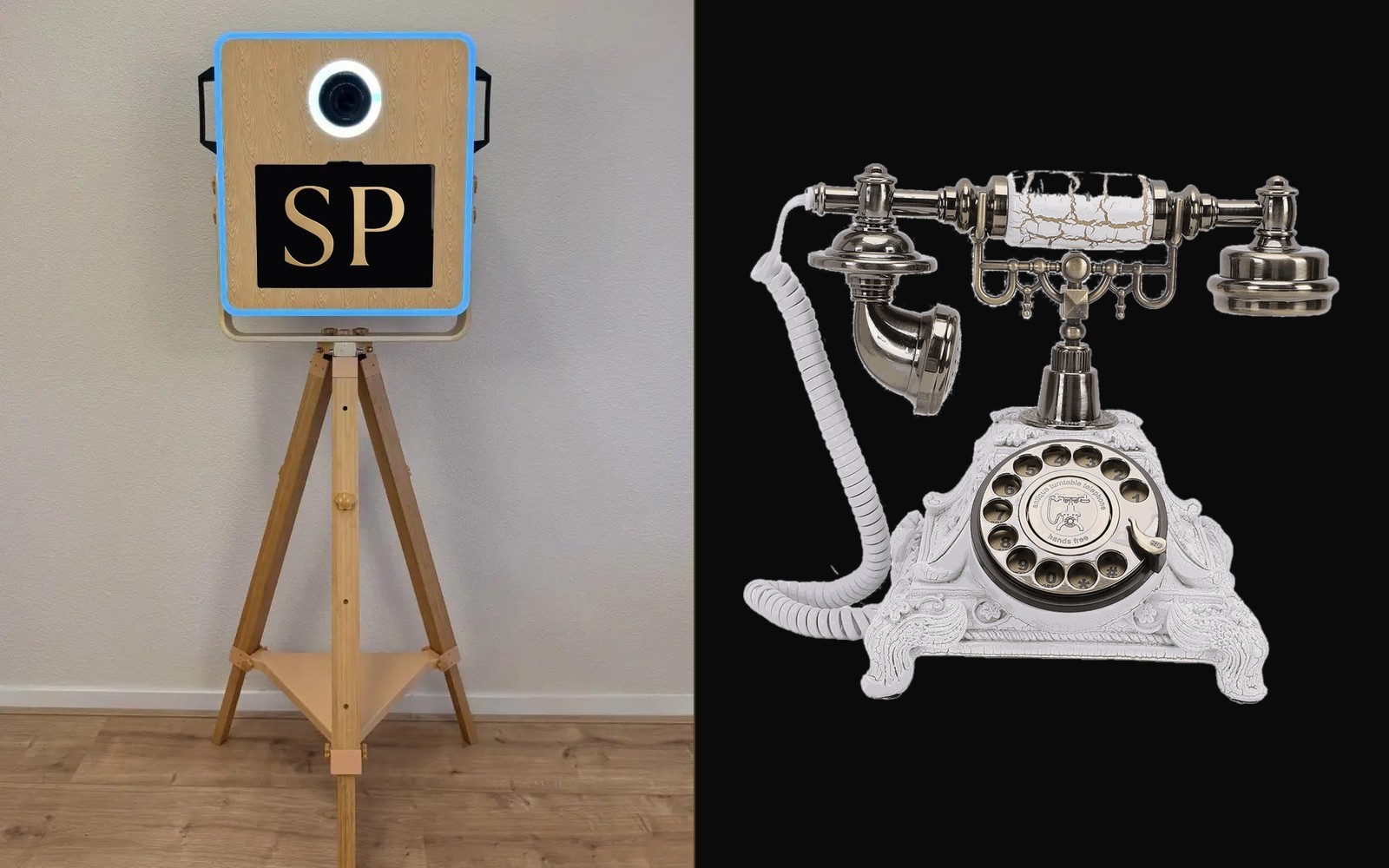 De photobooth van Souvenir Privé naast het klassieke audio guestbook toestel